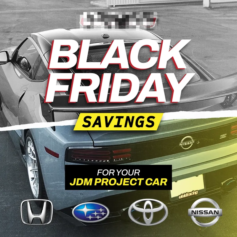 Black Friday ad: 'Black Friday Sale, use code BLKFRI24 for 5% off site-wide purchases' over a red car interior